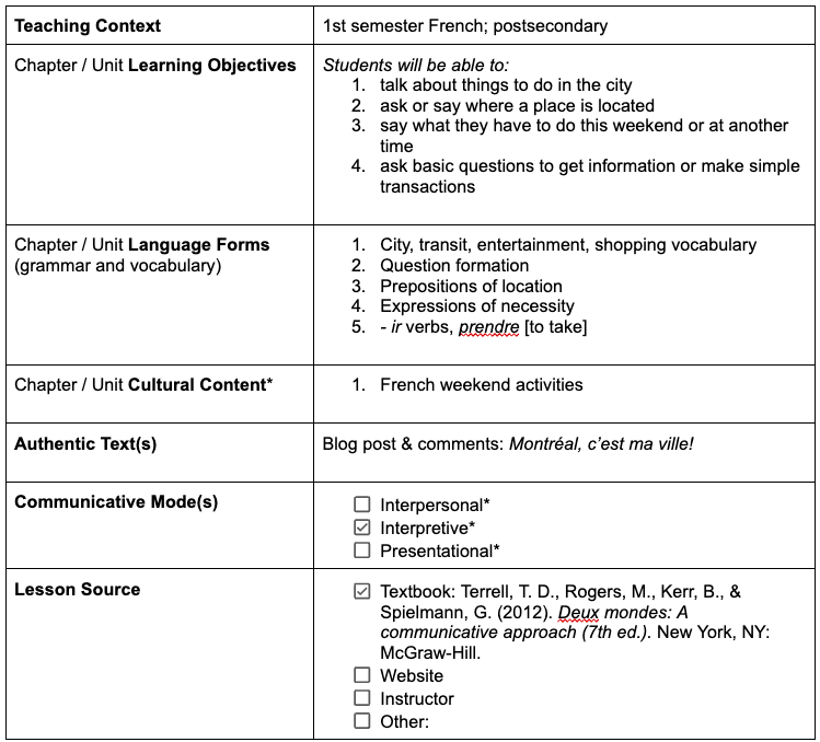 annotated lesson plan
