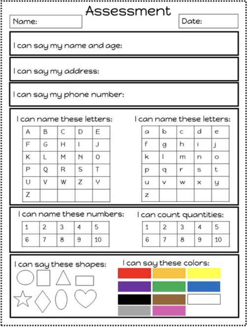 preschool standards checklist
