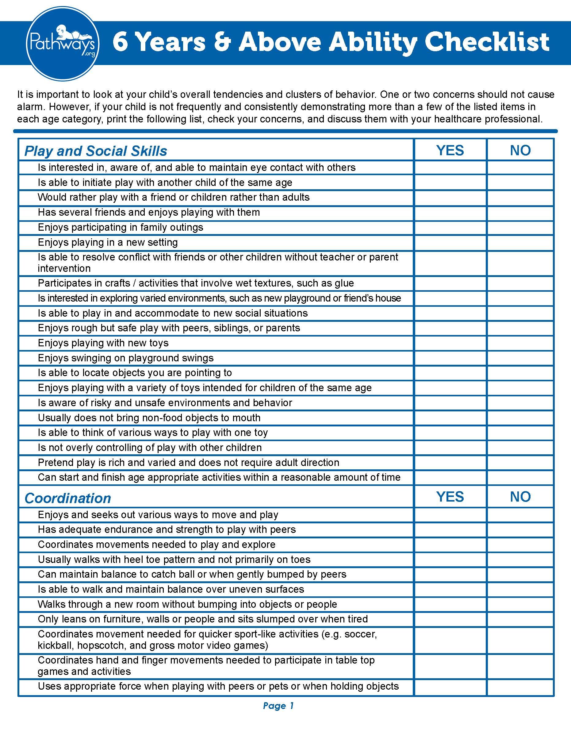 early childhood assessment checklist
