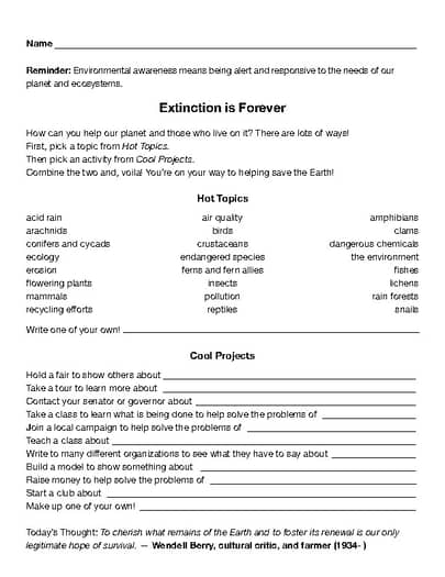environmental education lesson plans